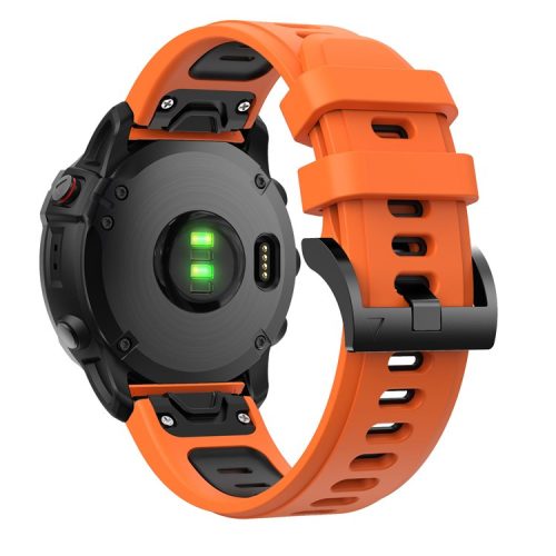 Bi-color Adjustable Quick Release Silicone Smart Watch Band Wrist Strap for Garmin Fenix 7X/6X Sapphire GPS/6X Pro/6X GPS/5X GPS/5X Plus - Orange / Black