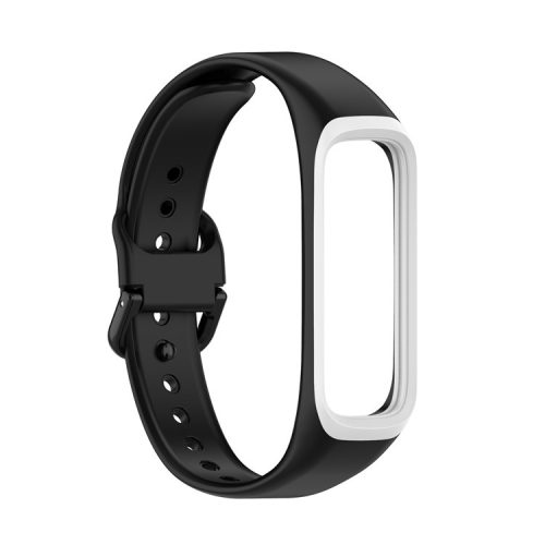 Bi-color Silicone Watch Band Replacement Strap for Samsung Galaxy Fit2 SM-R220 - Black/White