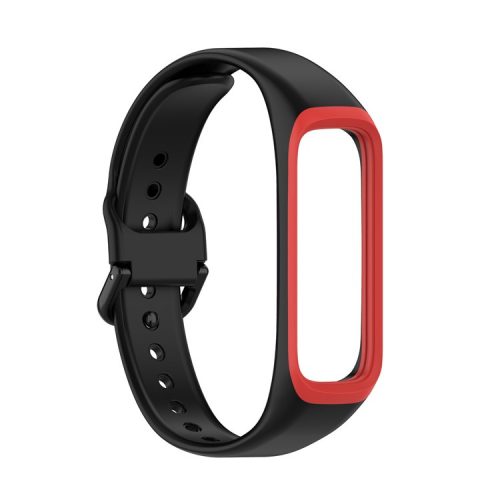 Bi-color Silicone Watch Band Replacement Strap for Samsung Galaxy Fit2 SM-R220 - Black/Red