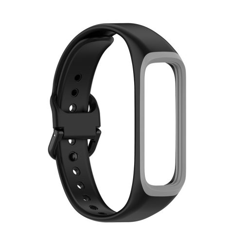 Bi-color Silicone Watch Band Replacement Strap for Samsung Galaxy Fit2 SM-R220 - Black / Grey