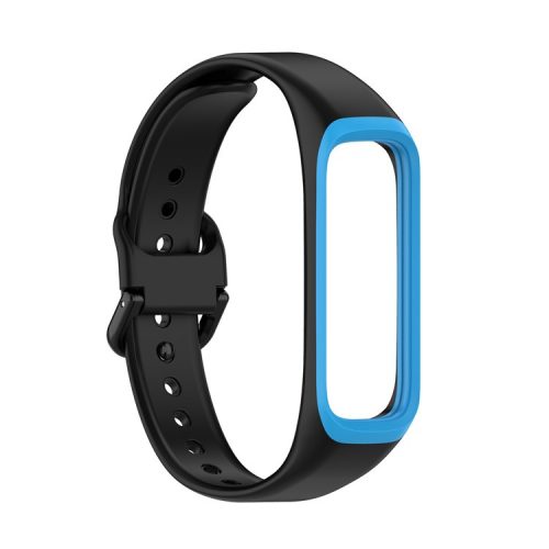 Bi-color Silicone Watch Band Replacement Strap for Samsung Galaxy Fit2 SM-R220 - Black/Blue