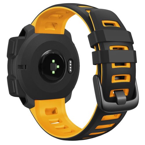 Bi-color Soft Silicone Watchband Replacement Bracelet Strap for Garmin Instinct / Instinct Esports - Black / Yellow