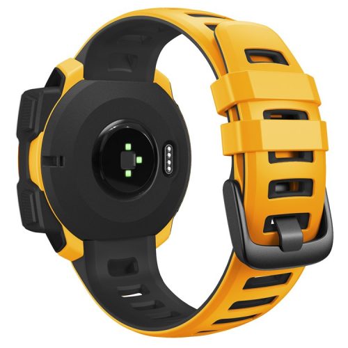 Bi-color Soft Silicone Watchband Replacement Bracelet Strap for Garmin Instinct / Instinct Esports - Yellow / Black