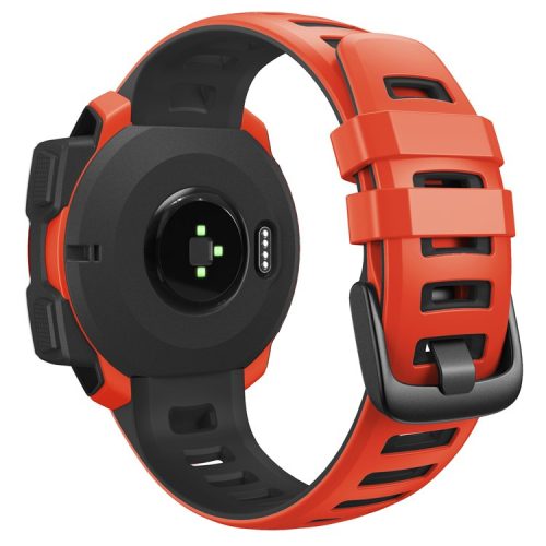 Bi-color Soft Silicone Watchband Replacement Bracelet Strap for Garmin Instinct / Instinct Esports - Red / Black