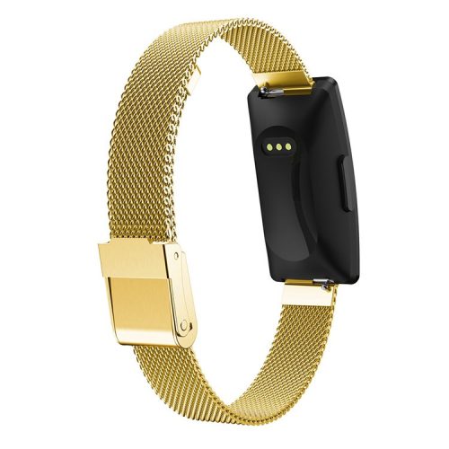 Buckle Design Stainless Steel Fine Mesh Milanese Smart Watch Strap Replacement for Fitbit Inspire / Inspire HR / ACE2 - Gold