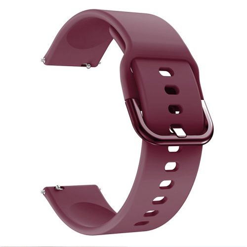 20MM Silicone Solid Color Watch Strap for Samsung Galaxy Watch4 Classic 46mm 42mm/Watch4 44mm 40mm/Polar Ignite, etc. - Wine Red