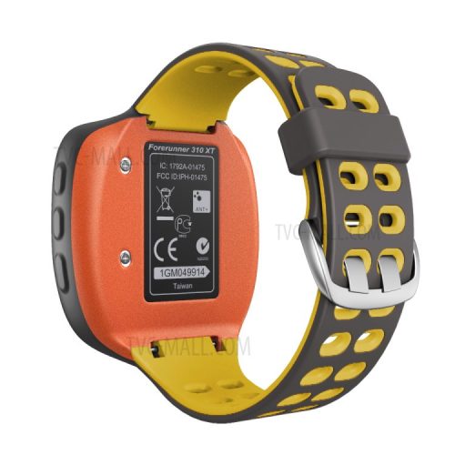 Double Color Silicone Watchband Strap Belt Replacement for Garmin Forerunner 310XT Smart Watch - Grey / Yellow