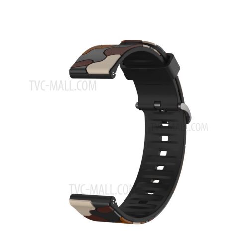 20MM Stylish Camouflage Pattern Flexible Silicone Watch Strap for Samsung Galaxy Watch4 Classic 46mm 42mm/Watch4 44mm 40mm/Polar Ignite - Coffee