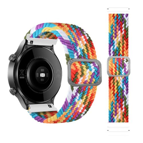 20mm Braided Rope Adjustable Watchband Replacement for Samsung Galaxy Watch Active/Active2 40mm/Watch 42mm - Rainbow Color