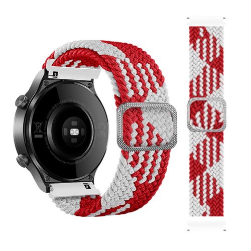 20mm Braided Rope Adjustable Watchband Replacement for Samsung Galaxy Watch Active/Active2 40mm/Watch 42mm - Red/White