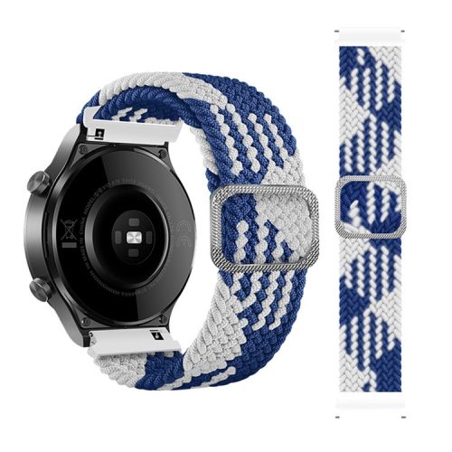 20mm Braided Rope Adjustable Watchband Replacement for Samsung Galaxy Watch Active/Active2 40mm/Watch 42mm - Blue/White