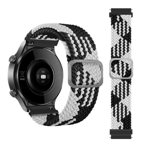 22mm Braided Rope Adjustable Watchband Replacement for Samsung Gear S3 Classic/S3 Frontier/Galaxy Watch 46mm - Black/White