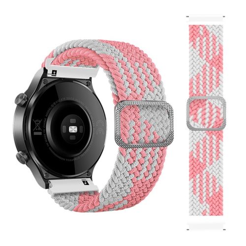 22mm Braided Rope Adjustable Watchband Replacement for Samsung Gear S3 Classic/S3 Frontier/Galaxy Watch 46mm - Pink/White