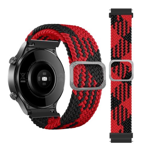 22mm Braided Rope Adjustable Watchband Replacement for Samsung Gear S3 Classic/S3 Frontier/Galaxy Watch 46mm - Red/Black