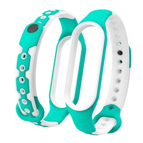 Bi-color Silicone Smart Watch Band Bracelet Wrist Strap Replacement for Xiaomi Mi Band 6 - Green/White