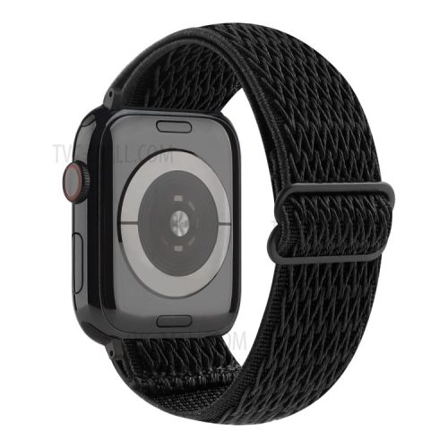 Wave Pattern Nylon Watchband Adjustable Wristwatch Strap for Apple Watch Series 10 42mm / 9 8 7 41mm / 6 5 4 SE SE (2022) SE (2023) 40mm / 3 2 1 38mm - Black