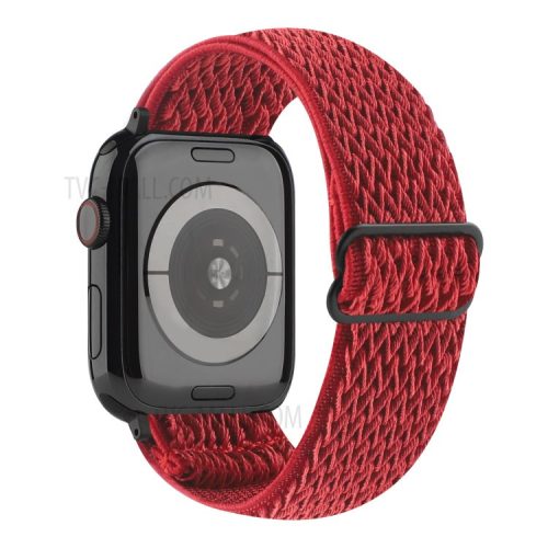 Wave Pattern Nylon Watchband Adjustable Wristwatch Strap for Apple Watch Series 10 42mm / 9 8 7 41mm / 6 5 4 SE SE (2022) SE (2023) 40mm / 3 2 1 38mm - Red