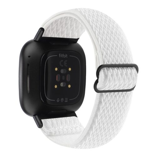 Adjustable Nylon Wave Pattern Smart Watchband Wrist Strap Belt for Fitbit Versa 3/Versa Sense - White