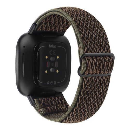 Adjustable Nylon Wave Pattern Smart Watchband Wrist Strap Belt for Fitbit Versa 3/Versa Sense - Army Green