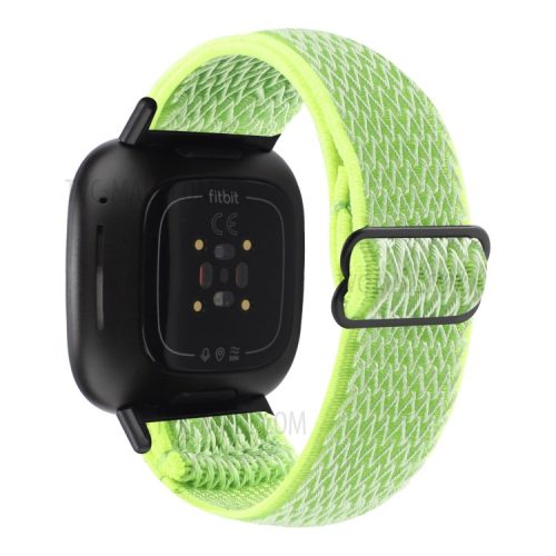 Adjustable Nylon Wave Pattern Smart Watchband Wrist Strap Belt for Fitbit Versa 3/Versa Sense - Yellowgreen