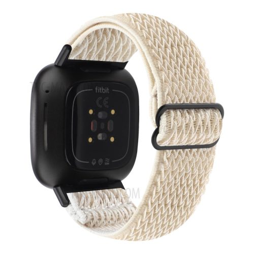 Adjustable Nylon Wave Pattern Smart Watchband Wrist Strap Belt for Fitbit Versa 3/Versa Sense - Beige