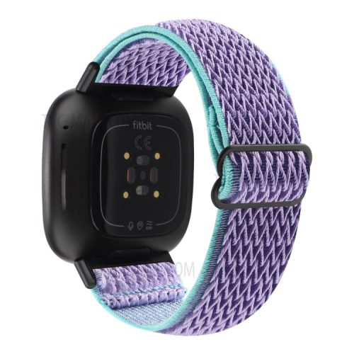 Adjustable Nylon Wave Pattern Smart Watchband Wrist Strap Belt for Fitbit Versa 3/Versa Sense - Purple / Blue