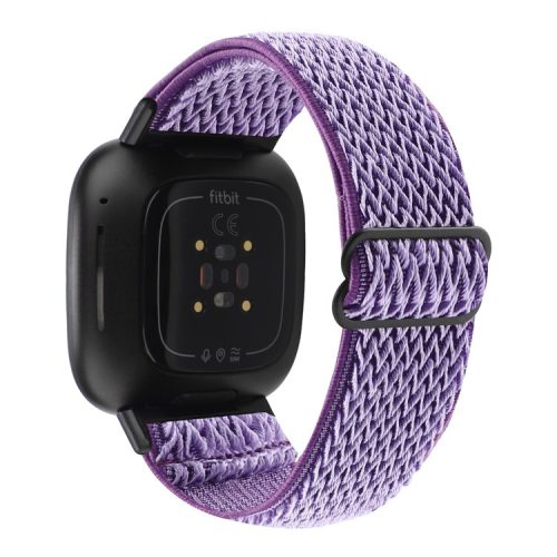 Adjustable Nylon Wave Pattern Smart Watchband Wrist Strap Belt for Fitbit Versa 3 / Versa Sense - Purple