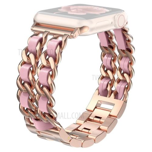 Chain Style Stainless Steel Watch Strap for Apple Watch Series 10 42mm / 9 8 7 41mm / 6 5 4 SE SE (2022) SE (2023) 40mm / 3 2 1 38mm  - Rose Gold / Pink