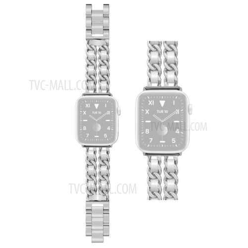 Chain Style Stainless Steel Watch Strap for Apple Watch Series 10 42mm / 9 8 7 41mm / 6 5 4 SE SE (2022) SE (2023) 40mm / 3 2 1 38mm  - Silver / White