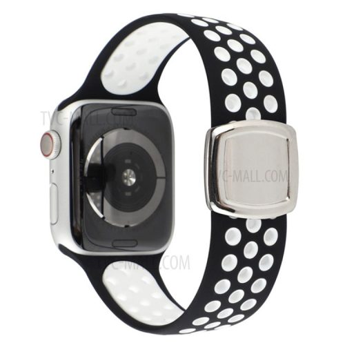 Colorful Silicone Watch Strap for Apple Watch Series 10 42mm / 9 8 7 41mm / 6 5 4 SE SE (2022) SE (2023) 40mm / 3 2 1 38mm - Black / White