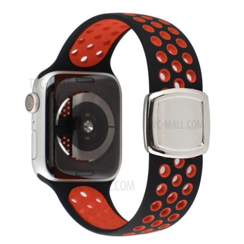 Colorful Silicone Watch Strap for Apple Watch Series 10 42mm / 9 8 7 41mm / 6 5 4 SE SE (2022) SE (2023) 40mm / 3 2 1 38mm - Black / Red