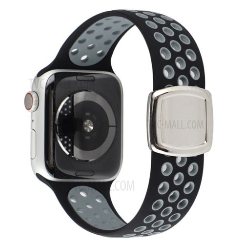 Colorful Silicone Watch Strap for Apple Watch Series 10 42mm / 9 8 7 41mm / 6 5 4 SE SE (2022) SE (2023) 40mm / 3 2 1 38mm - Black / Grey