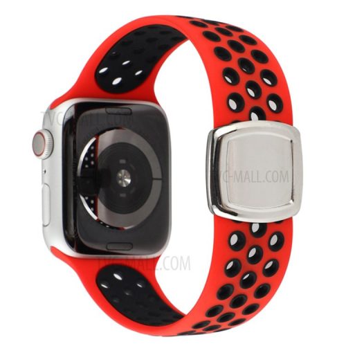 Colorful Silicone Watch Strap for Apple Watch Series 10 42mm / 9 8 7 41mm / 6 5 4 SE SE (2022) SE (2023) 40mm / 3 2 1 38mm - Red / Black