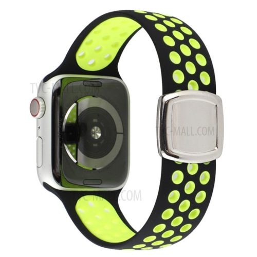 Colorful Silicone Watch Strap for Apple Watch Series 10 42mm / 9 8 7 41mm / 6 5 4 SE SE (2022) SE (2023) 40mm / 3 2 1 38mm - Black / Yellow