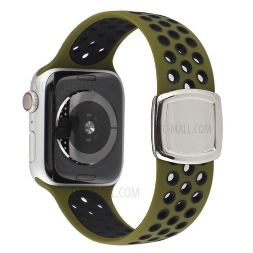 Colorful Silicone Watch Strap for Apple Watch Series 10 42mm / 9 8 7 41mm / 6 5 4 SE SE (2022) SE (2023) 40mm / 3 2 1 38mm - Olivine / Black