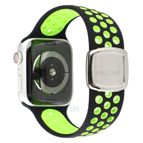 Colorful Silicone Watch Strap for Apple Watch Series 10 42mm / 9 8 7 41mm / 6 5 4 SE SE (2022) SE (2023) 40mm / 3 2 1 38mm - Black / Green