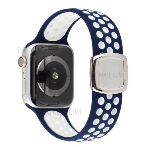 Colorful Silicone Watch Strap for Apple Watch Series 10 42mm / 9 8 7 41mm / 6 5 4 SE SE (2022) SE (2023) 40mm / 3 2 1 38mm - Blue / White