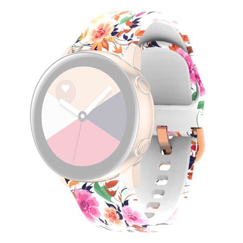 Universal 22mm Patterned Silicone Watch Band Strap for Huawei Watch 3 / 3 Pro / Samsung Amazfit Watch Etc - Peony