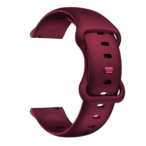 22mm Width Soft Silicone Universal Band Strap Replacement for Huawei Watch 3 / 3 Pro / Samsung Amazfit Watch Etc - Wine Red