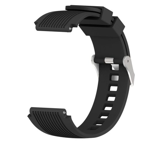 Universal 22mm Width Lines Soft Silicone Band Watchband Strap for Huawei Watch 3 / 3 Pro / Samsung Amazfit Watch Etc - Black