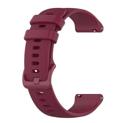 22mm Universal Grid Texture Silicone Watchband Replace Strap for Huawei Watch 3 / 3 Pro / Samsung Amazfit Watch Etc - Wine Red