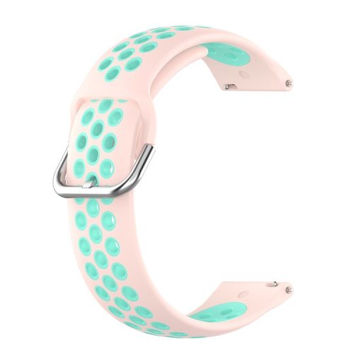 Dual Color Metal Buckle Adjustable Silicone Watch Band Strap 22mm for Huawei Watch 3/Watch 3 Pro - Light Pink/Teal