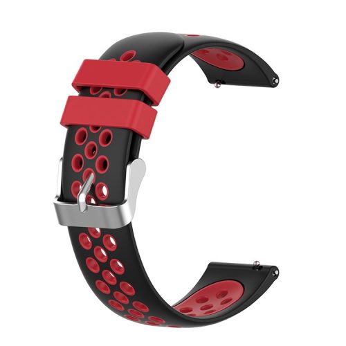 Dual Color Silicone Adjustable Watch Band Strap Replacement 22mm for Huawei Watch 3/Watch 3 Pro - Black/Red