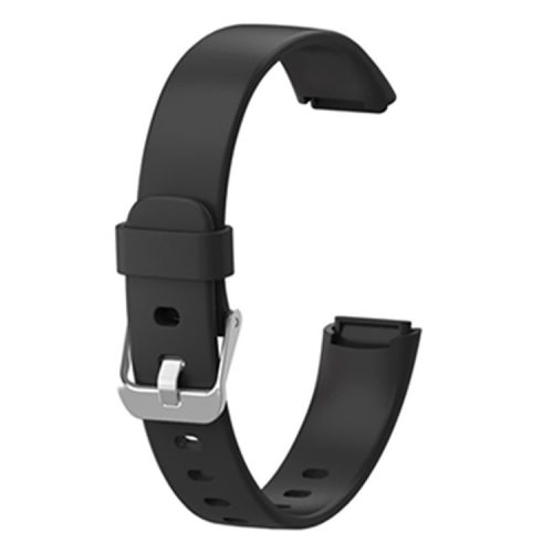 Soft Silicone Solid Color Watch Band Wrist Strap Replacement for Fitbit Luxe, Size: S - Black