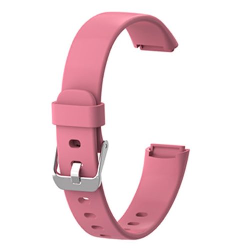 Soft Silicone Solid Color Watch Band Wrist Strap Replacement for Fitbit Luxe, Size: S - Pink