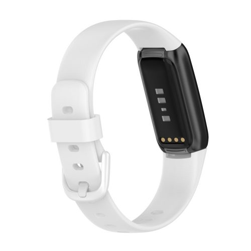 Replacement Silicone Adjustable Watch Band Wrist Strap for Fitbit Luxe, Size: L - White