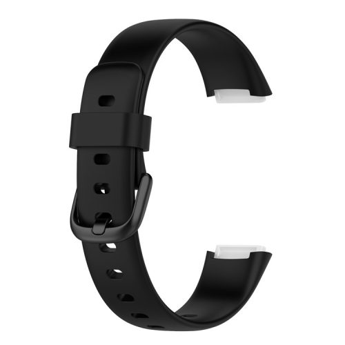 Solid Color Soft Silicone Watch Band Wrist Strap Replacement for Fitbit Luxe, Size: S - Black