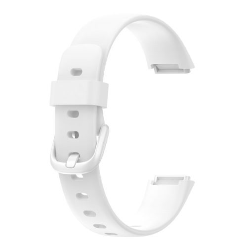 Solid Color Soft Silicone Watch Band Wrist Strap Replacement for Fitbit Luxe, Size: S - White