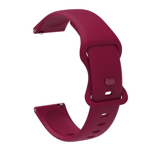 Silicone Watchband Adjustable Wrist Strap 20mm for Samsung Huawei Amazfit Smart Watch - Wine Red