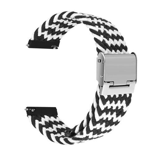 Easy Adjustable Elastic Nylon Watch Band Replacement Watch Strap 20mm for Samsung Galaxy Watch 42mm - Black/White Band